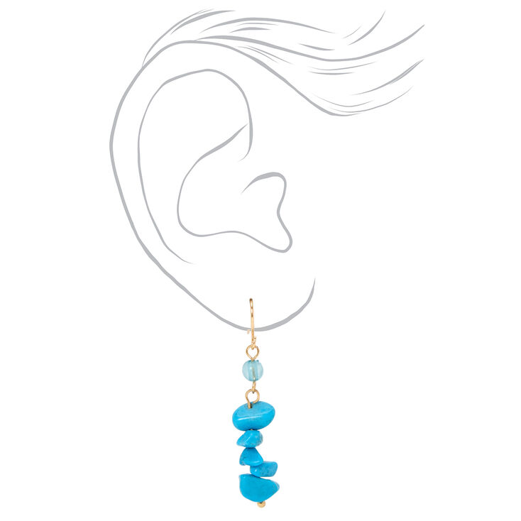 Gold 1.5&quot; Turquoise Stone Linear Drop Earrings,