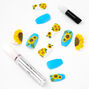Blue Sunflowers Stiletto Faux Nail Set - 24 Pack,