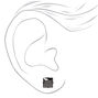 Black Titanium Cubic Zirconia Square Stud Earrings - 7MM,