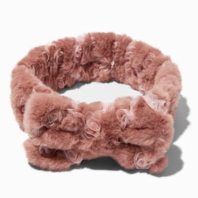 Dusty Rose Furry Makeup Bow Headwrap,