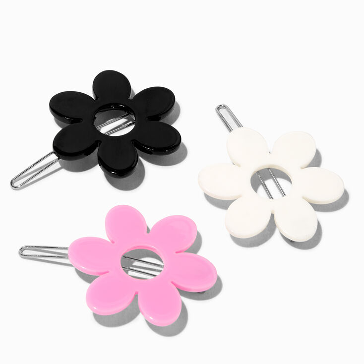 Retro Daisy Cutout Hair Barrettes - 3 Pack,