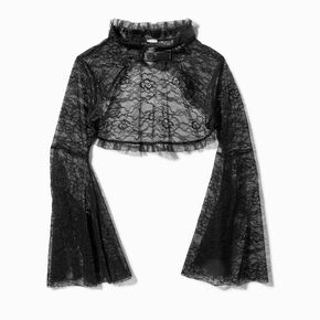 Black Lace Goth Long Sleeve Capelette,