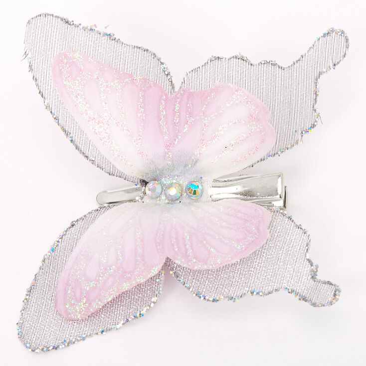 Black &amp; White Glitter Butterfly Hair Clip,