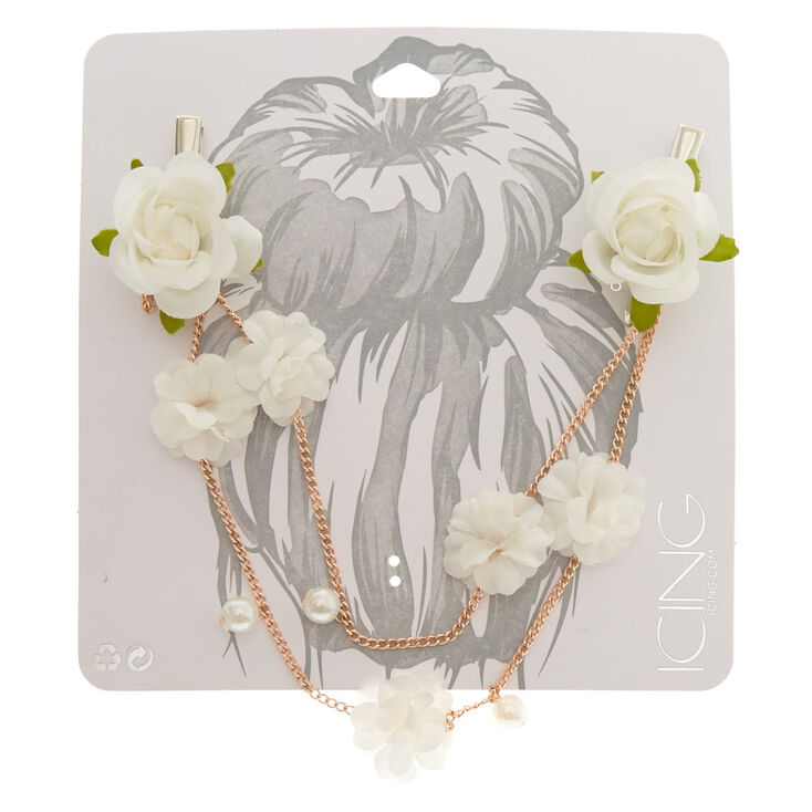 White Paper Rose Gold Chain Hair Swag Clips,