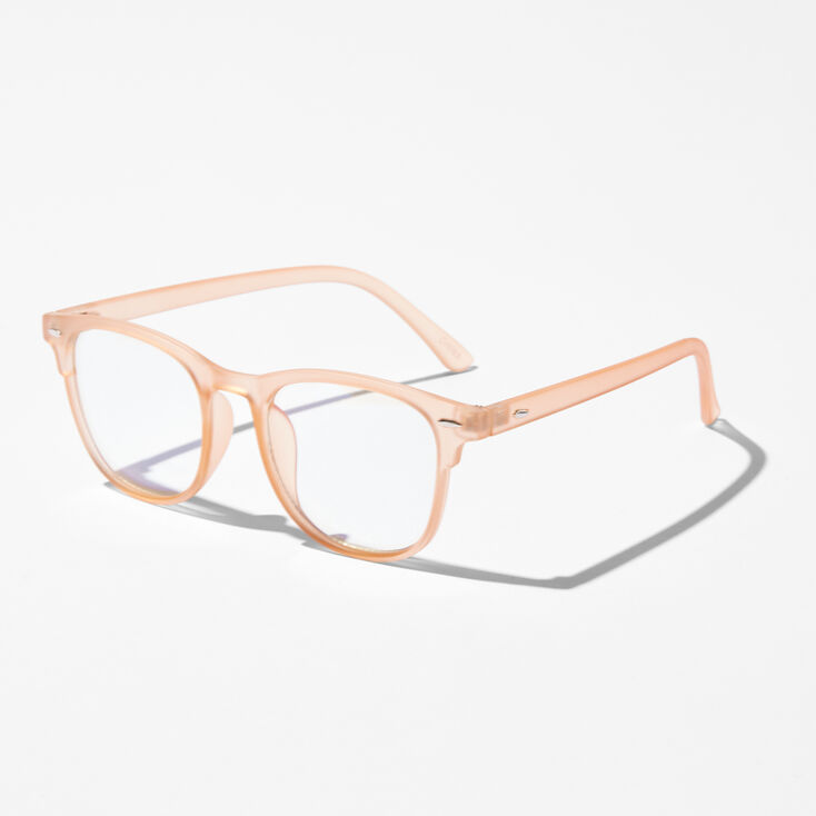 Solar Blue Light Reducing Retro Clear Lens Frosted Nude Frames,