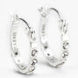 Sterling Silver 12MM Crystal Embellished Hoop Earrings,