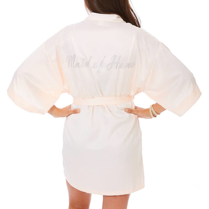 Light Pink Satin & Crystal Maid of Honor Robe,