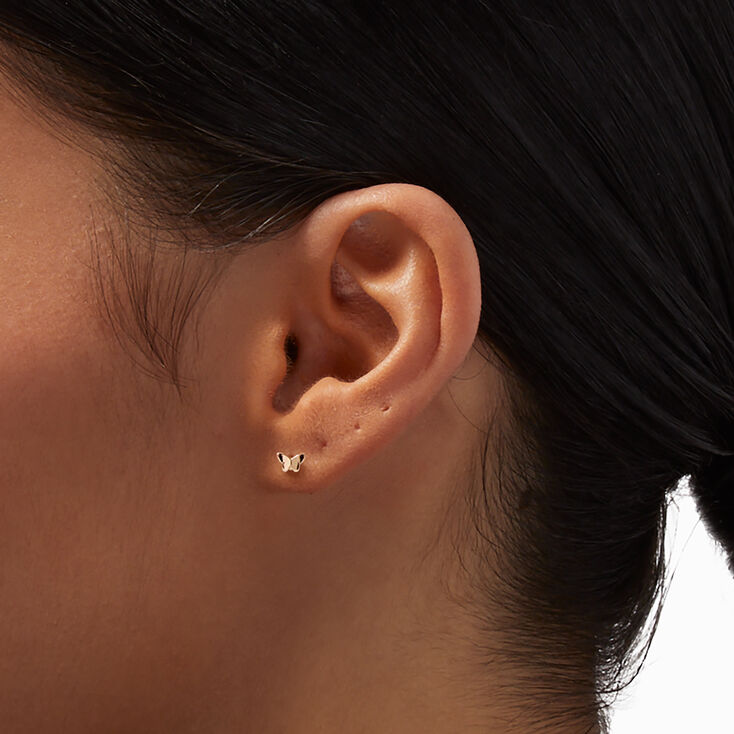 Gold-tone Tiny Butterfly Stud Earrings,