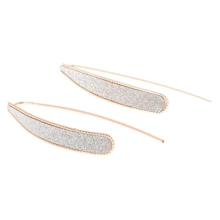 Rose Gold 2.5" Glitter Drop Earrings,