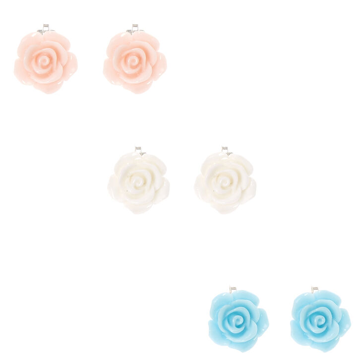 Pastel Carved Roses Clip-on Earrings,