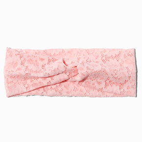 Pink Lace Wide Twisted Headwrap,