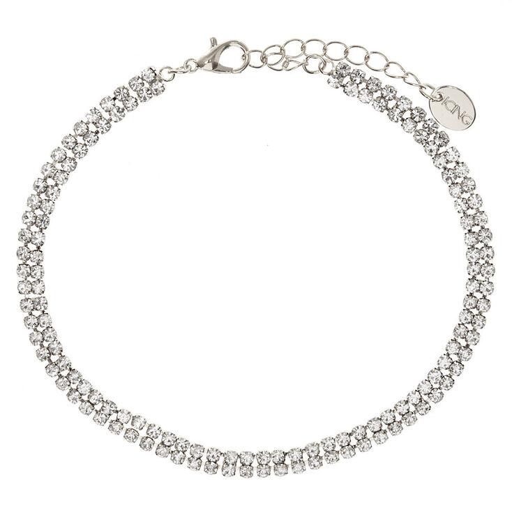 Silver Tone Rhinestone Anklet,