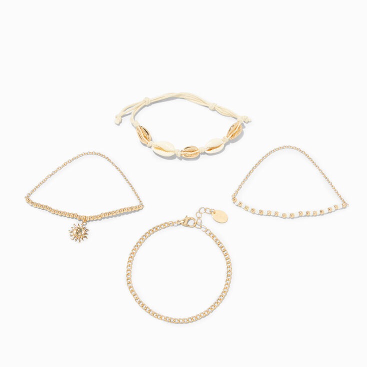 Seashell Gold Bracelet Set - 4 Pack,
