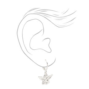 Silver 15MM Angel Huggie Hoop Earrings,