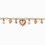 Pink Evil Eye Gold Charm Bracelet,
