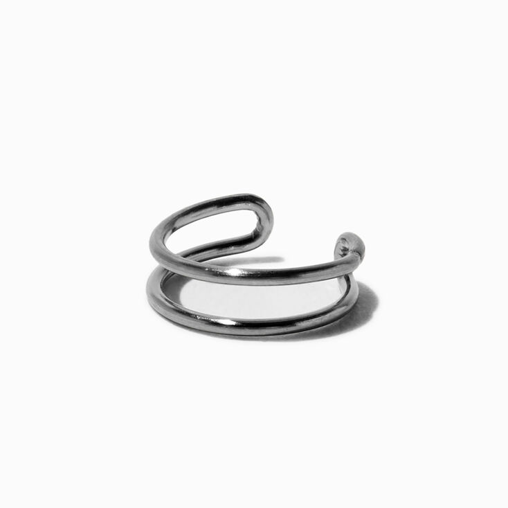 Silver-tone Stainless Steel Double Hoop Faux Nose Ring,