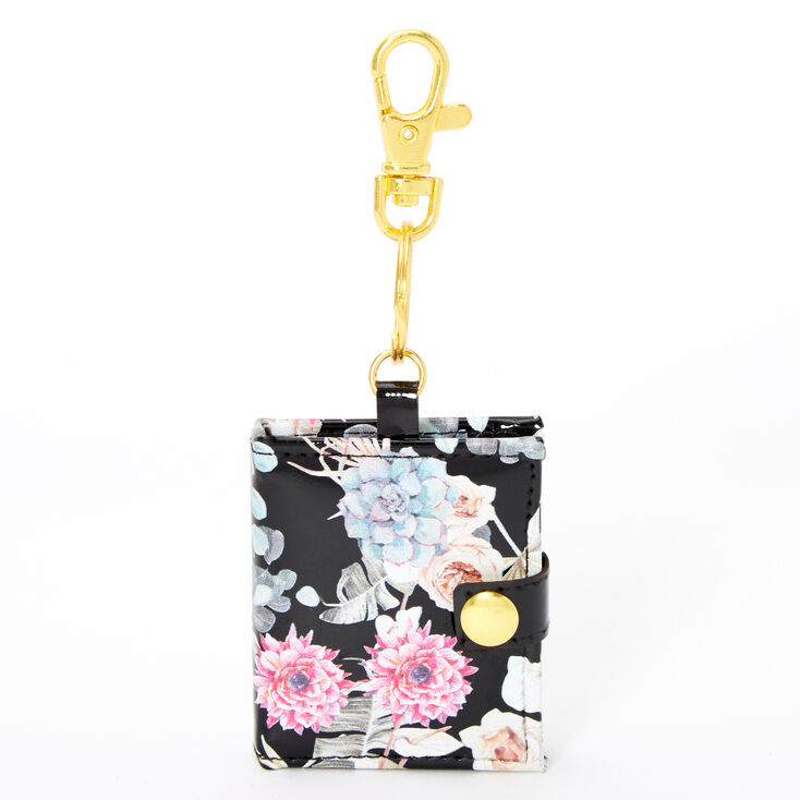 Floral Mini Diary Keychain - Black,
