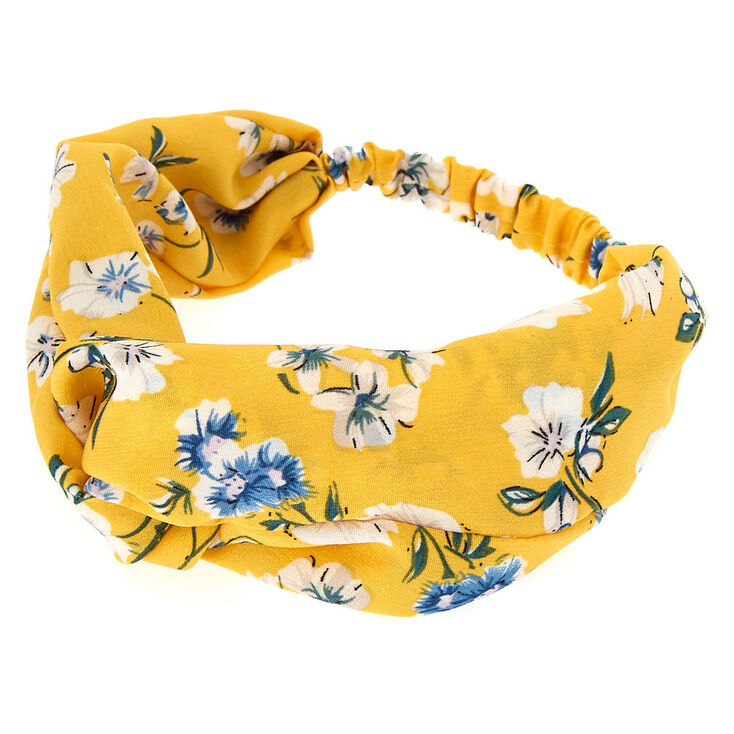 Floral Turban Knot Headwrap - Yellow,
