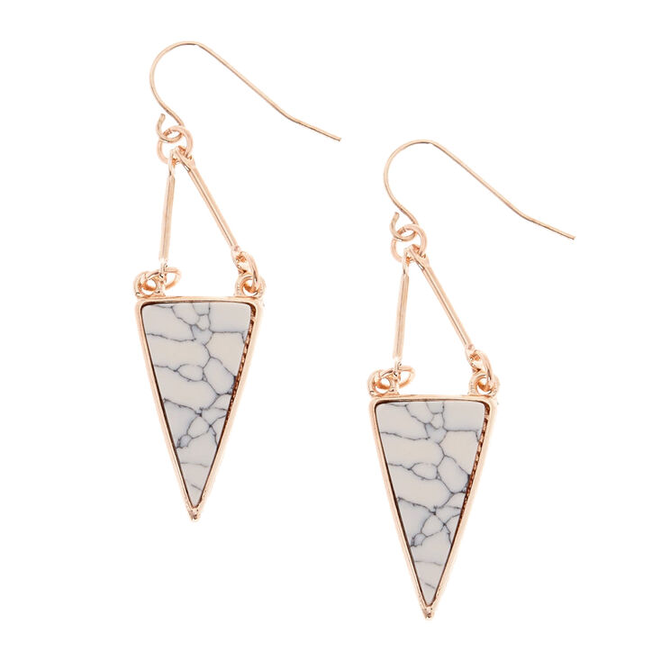 Gold Tone Marbled Geometric Drop Earrings,