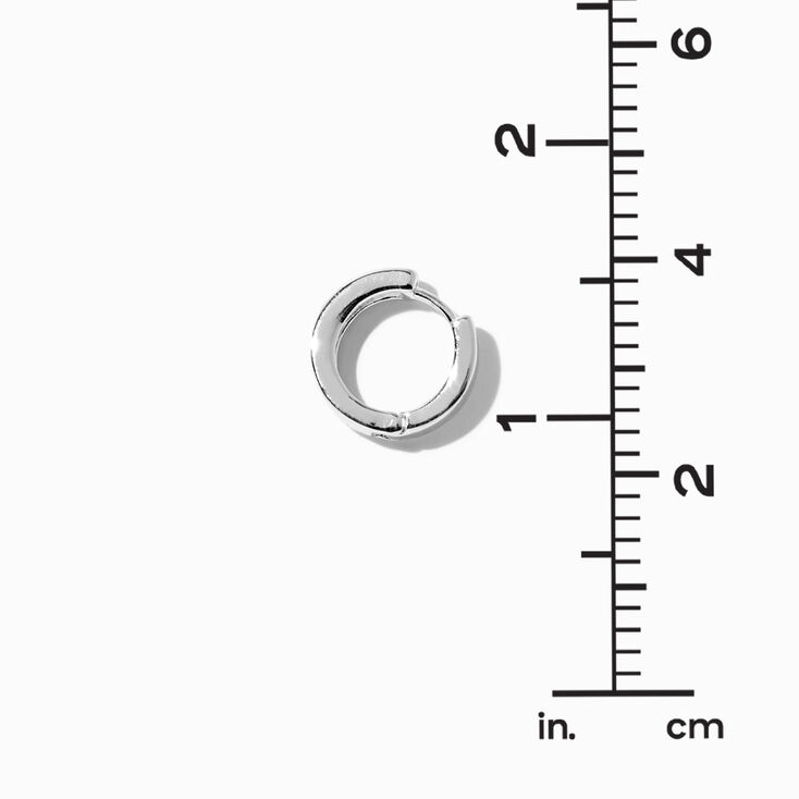 Silver 15MM Flat Huggie Hoop Earrings,