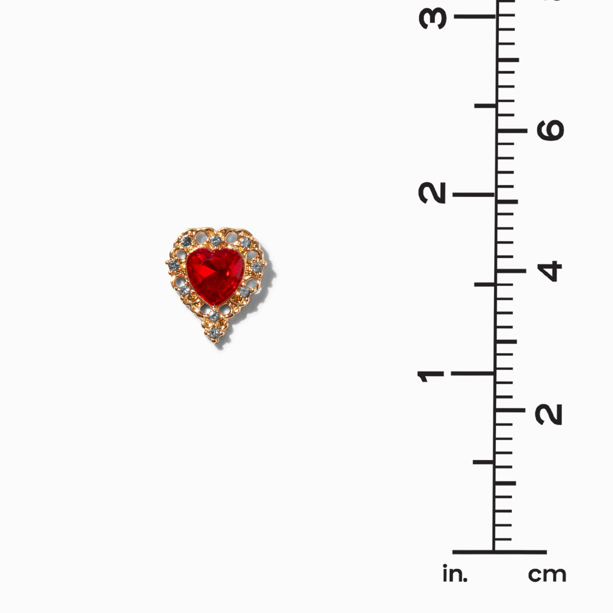 Red Rhinestone Heart Stud Earrings Icing US