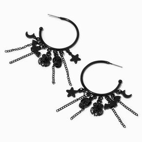 Spooky Charms Chain Fringe Hoop Earrings,