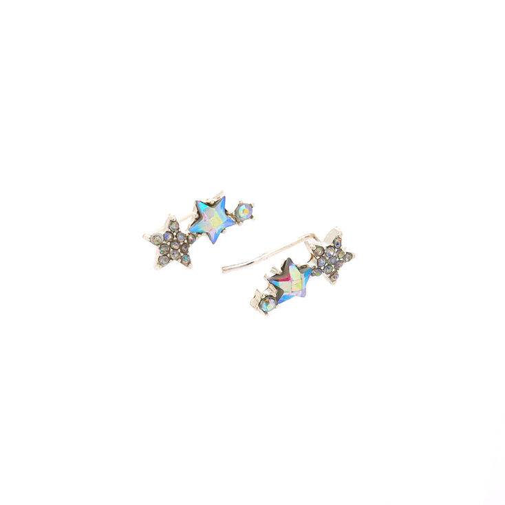 Silver .5" Star Ear Crawler Earrings,