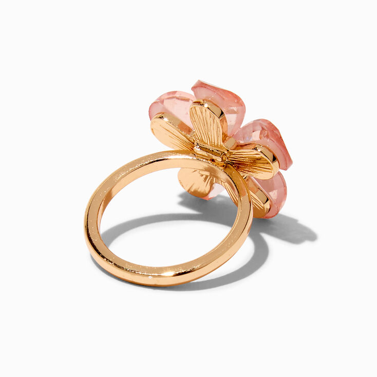 Pink Flower Gold-tone Ring,