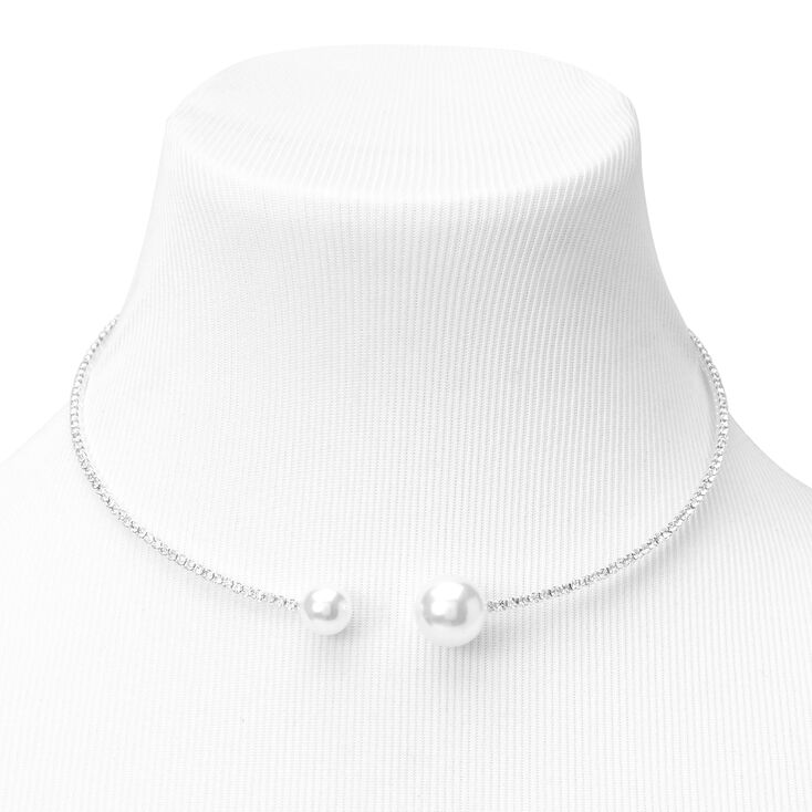 Silver Faux Pearl Open Neck Jewelry Set - 3 Pack,