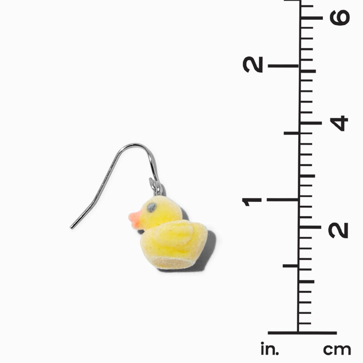 Yellow Rubber Ducky Flocked Drop Earrings,