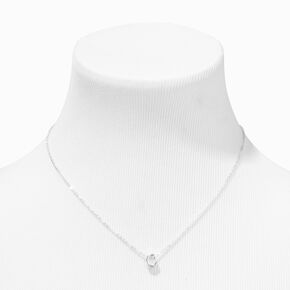 Silver Cursive Lowercase Initial Pendant Necklace - C,