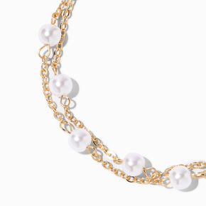Gold Pearl Multi Strand Bracelet,