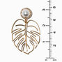 Gold-tone Monstera Leaf Cutout 3&quot; Drop Earrings,