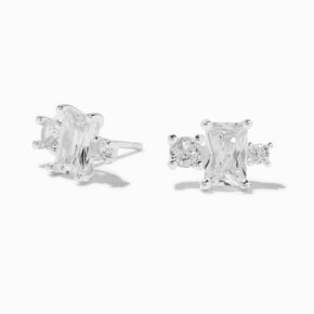 Icing Select Sterling Silver Cubic Zirconia Baguette Cluster Stud Earrings,