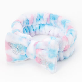 Plush Makeup Bow Headwrap - Pink and Blue,
