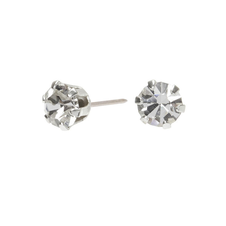 Sterling Silver Cubic Zirconia 5MM Round Cup Stud Earrings,