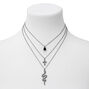 Hematite Snake &amp; Cross Multi Strand Necklace,