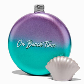 &quot;On Beach Time&quot; Shell-Top Round Flask,