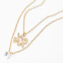 Gold Cubic Zirconia Zodiac Multi Strand Necklace - Aquarius,