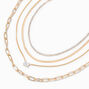 Gold Geometric Crystal Multi-Strand Necklace,