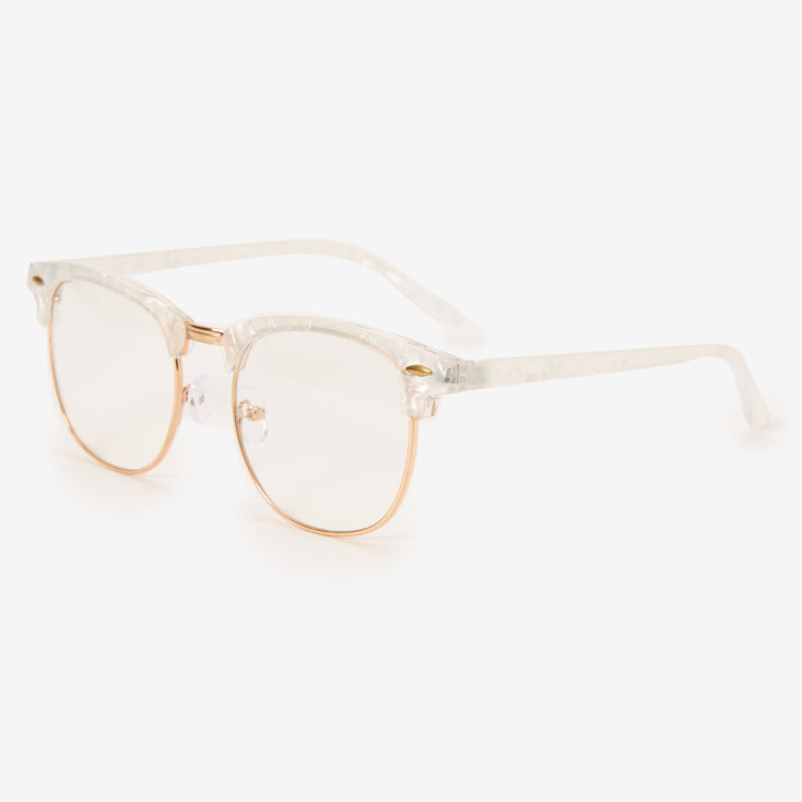 Rose Gold Browline Clear Lens Frames - White,