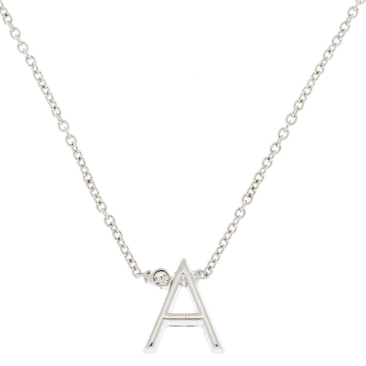Silver Initial Necklace - A,