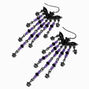 Black Bat Beaded &amp; Chain 4&quot; Drop Earrings,