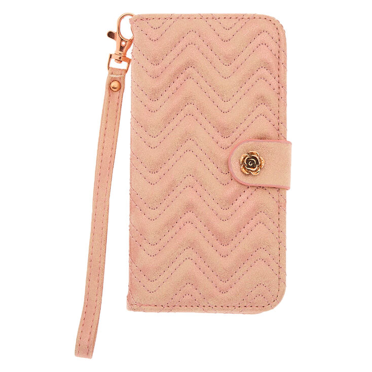 Rose Gold Quilted Folio Phone Case - Fits iPhone 6/7/8 Plus,