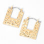 Gold 30MM Square Textured Hoop Earrings,