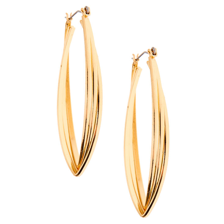 Gold 50MM Twisted Oval Hoop Earrings,