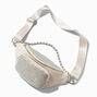 Rhinestone-Studded Faux-Leather Fanny Pack - Ivory,
