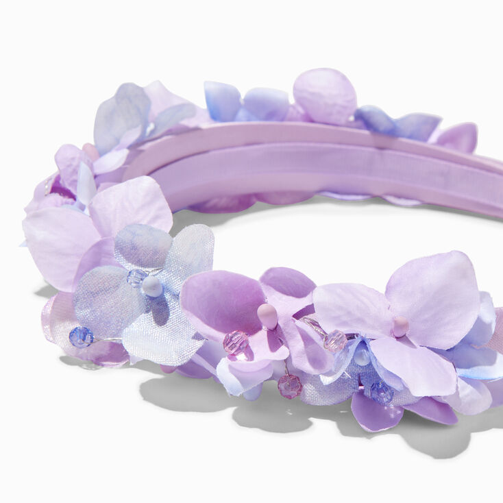 Beaded Purple Floral Headband,