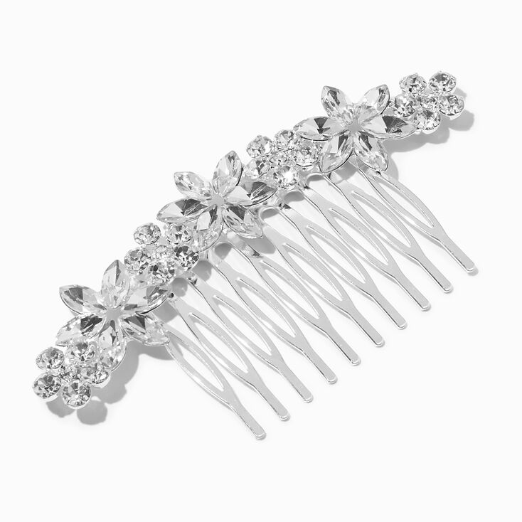 Silver-tone Daisy Rhinestone Hair Comb,