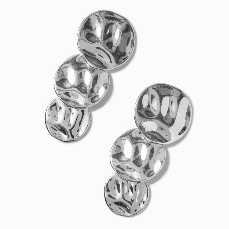 Silver-tone Descending Circle 2&quot; Drop Earrings,